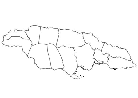 Kolorowanka Mapa konturowa Jamajki z regionami | Kolorowanki dla dzieci ...