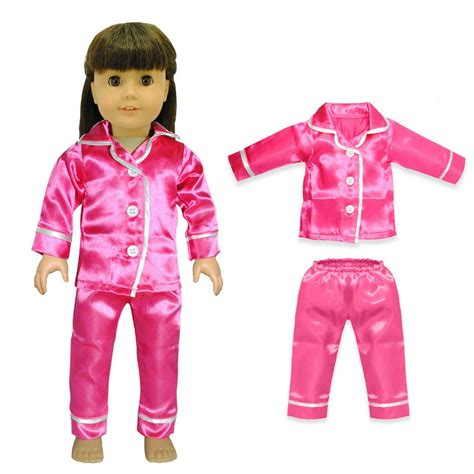 Doll Clothes - Pink Satin PJ's Pajama Set Outfit Fits American Girl Doll, My Life Doll, Our ...