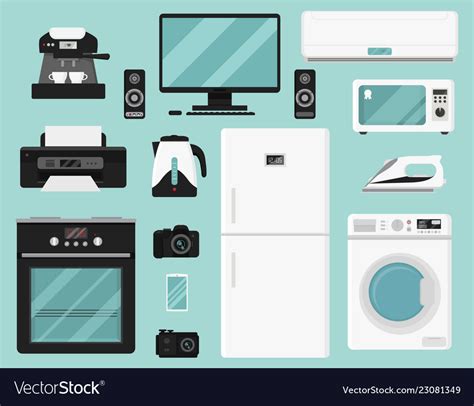 Set of electric home appliances Royalty Free Vector Image