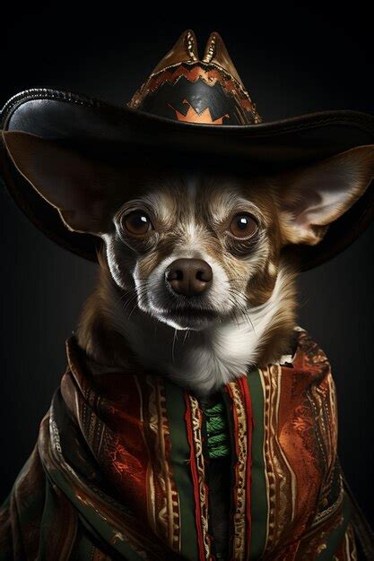 Premium Photo | Portrait of Chihuahua Dog Wearing a Traditional Mexican ...