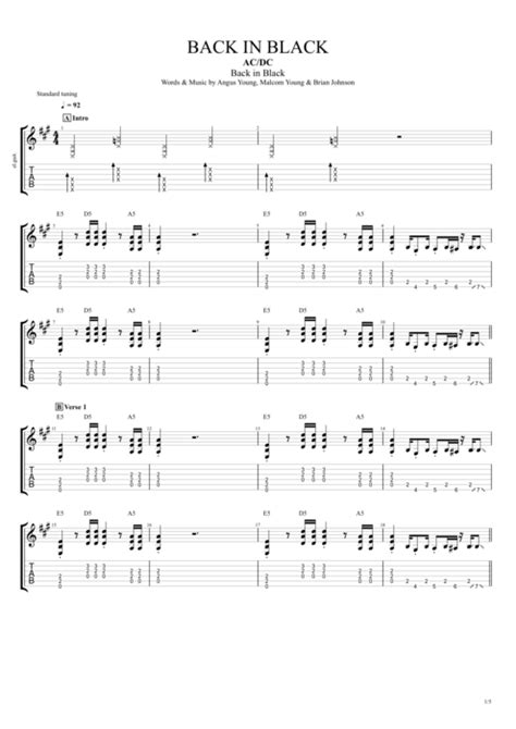 Tablature Back in Black de AC/DC (Guitar Pro) - Full Score | mySongBook