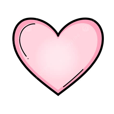Pink Heart With Black Outline Clipart, Heart Clipart, Hot Pink, Cartoon Heart PNG Transparent ...