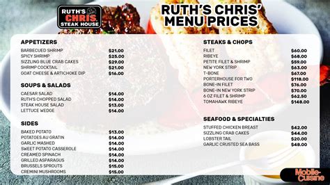 Ruth's Chris Menu Prices + Free Appetizer (2024)