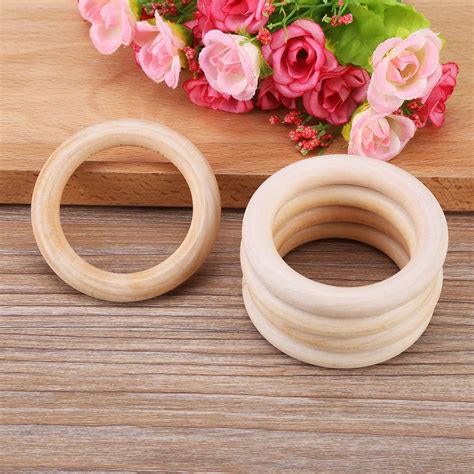 10pcs Baby Infant Natural Wood Teething Ring Teether Toy Wooden ...