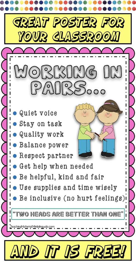 WorkInpairs | Classroom anchor charts, First day of school activities, Classroom rules