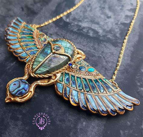 Egyptian Scarab Cloisonne necklace, Scarab pendant, Ancient Egyptian amulet, African necklace ...