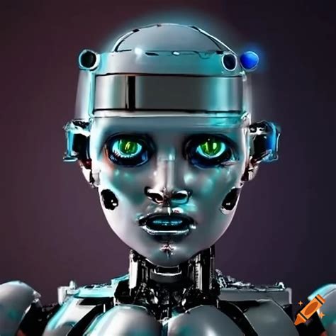 Image of a menacing robot with laser eyes on Craiyon