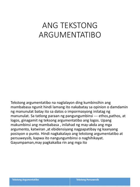 ANG TEKSTONG ARGUMENTATIBO