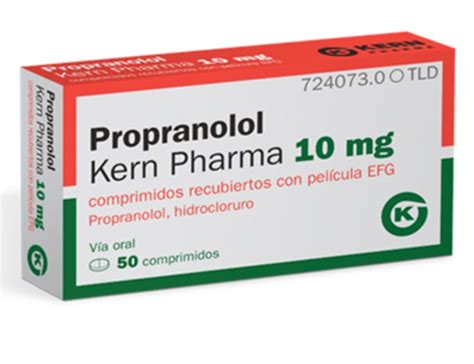 Propranolol Kern Pharma 10 mg comprimidos recubiertos con película EFG, 50 comprimidos