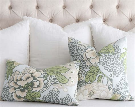 Light Blue Floral Throw Pillow Cover Case Large Garden Print - Etsy