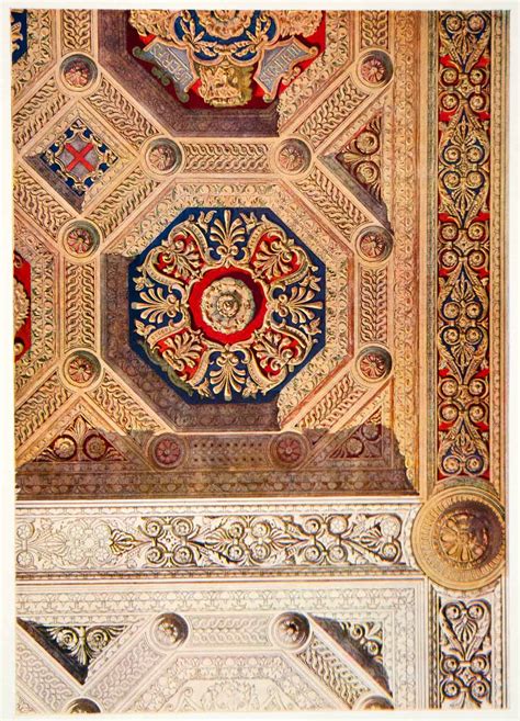 1917 Photolithograph Art Nouveau Ceiling Interior Design Giulio Casano ...