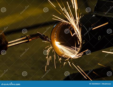 Metal Cutting with Acetylene Torch Stock Photo - Image of fire, collar: 35830664