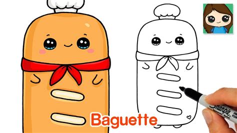 How to Draw a Baguette Bread 🥖 Cute Food Art - YouTube