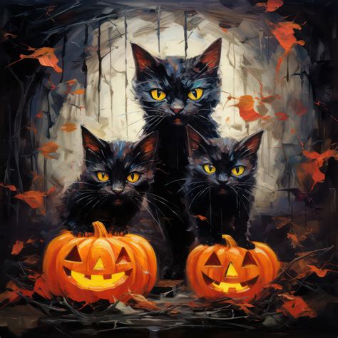 Halloween Cat Print Halloween Black Cat Printable Pumpkin - Etsy