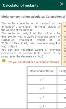 Molarity and molality calculator APK for Android - free download on ...