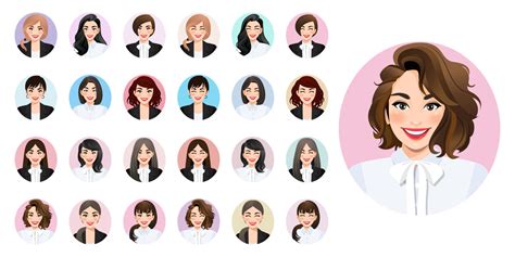 Big bundle of different women avatars. Set of female portraits. Businesswoman avatar characters ...