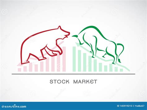 Vector Of Bull And Bear Symbols Of Stock Market Trends. The Growing And ...