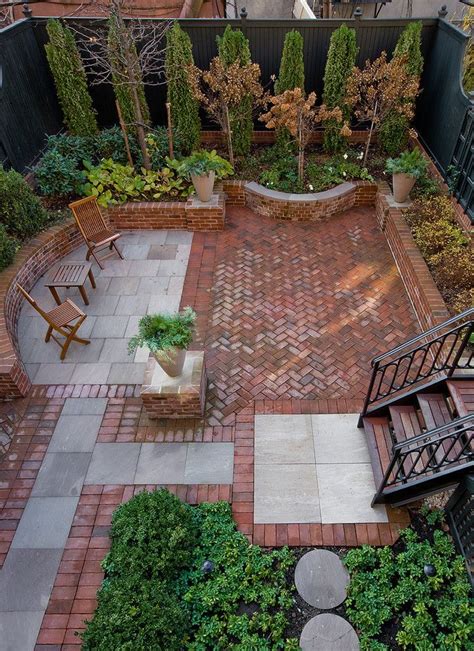 Brick and Paving are used to define areas within this courtyard and break-up what … | Small ...