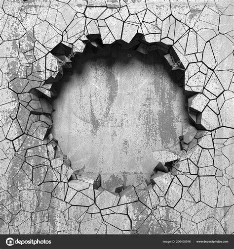 Dark Cracked Broken Wall Concrete Wall Grunge Background Render Illustration Stock Photo by ...