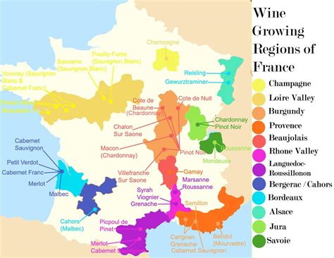 Map of France wine: wine regions and vineyards of France