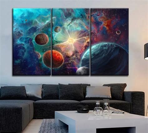 Space Wall Art, Space Painting, Milky Way Canvas Art, Split Canvas, Large Canvas Set, Multi ...