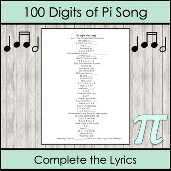 Pi Day - 100 Digits of Pi Song Activity by Try-Angle Math | TpT | 100 digits of pi, Pi song, Songs