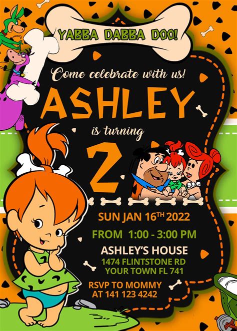 Pebbles Flintstone Birthday Invitation PEBBLES FLINSTONE BIRTHDAY ...