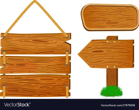 Cartoon wooden sign and banners rustic wooden Vector Image