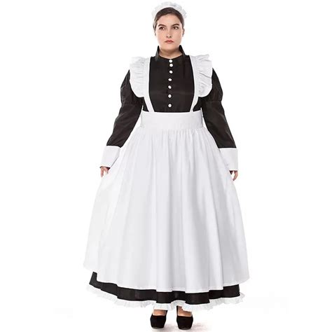 Victorian Maid Costume Servant Black White Maxi Dress For Women ...