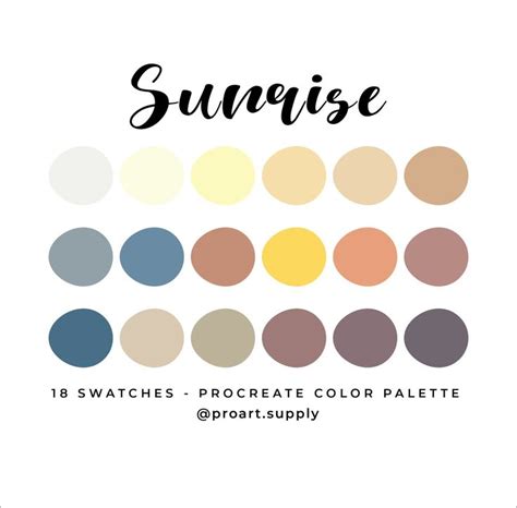 the sunrise swatches and color palettes are shown in different colors ...