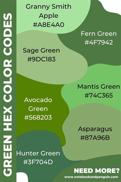 Green Color Names, Green Colors, Fern Green, Sage Green, Green Hex Code, Color Combos, Color ...