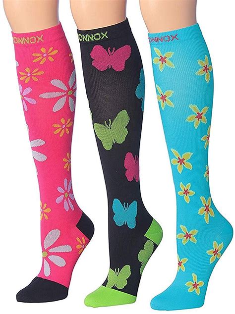 Ronnox Women's 3 Or 6-Pairs Colorful Patterned Knee High Graduated Compression Socks - Walmart ...