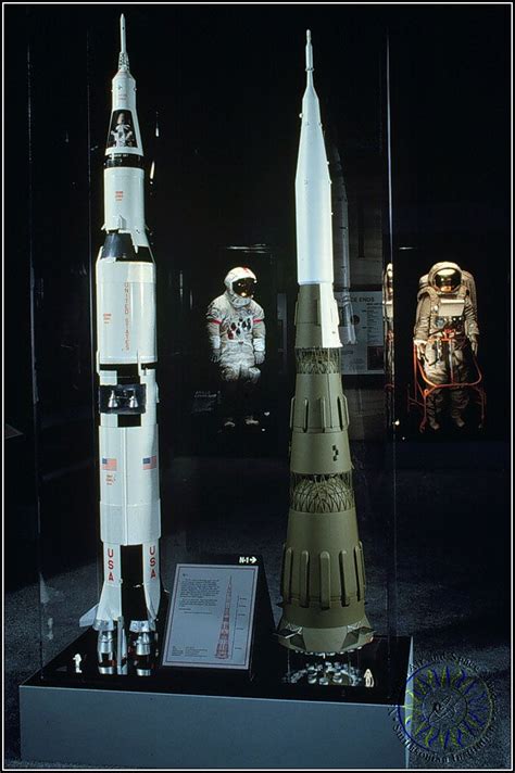 Saturn V scale model compared with a Soviet N1 "moon rocket" at the ...