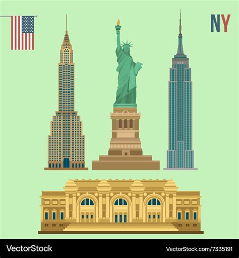 Set of new york famous buildings Royalty Free Vector Image