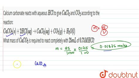 Calcium Carbonate Hydrochloric Acid - How To Balance Caco3 Hcl Cacl2 Co2 H2o Calcium Carbonate ...