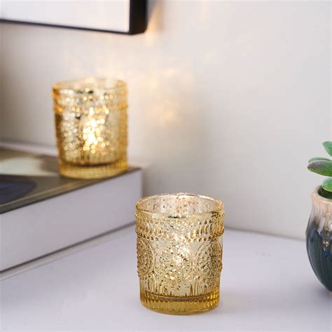 6-Pack Gold Mercury Glass Primrose Candle Holders | eFavormart.com