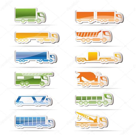 Different types of trucks and lorries icons — Stock Vector © stoyanh ...