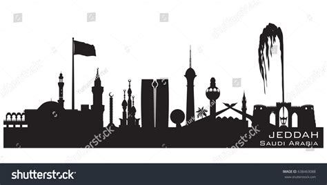 Jeddah Saudi Arabia Skyline Detailed Vector Stock Vector (Royalty Free) 638463088