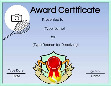 Free Tennis Certificates | Edit Online and Print at Home