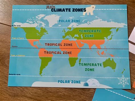 Main Climate Zones Printable Activity Pack World Geography Map Homeschool Montessori Material ...