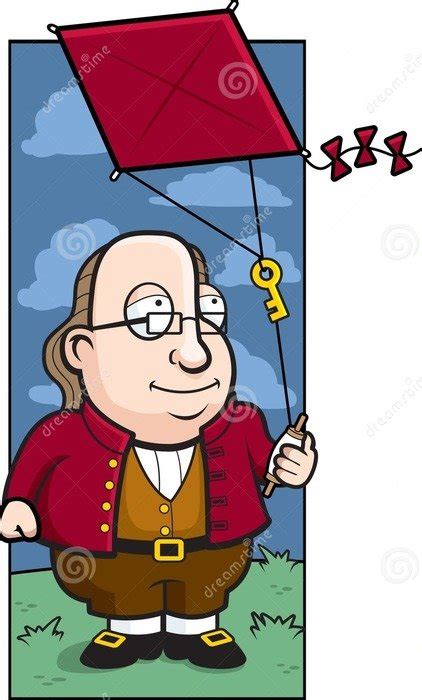 Cartoon Ben Franklin with kite free image download