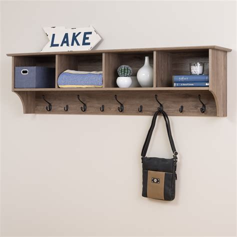 Hanging Entryway Shelf Grey Wood 60-Inch Floating Shelves Transitional ...