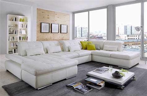 Modern Genuine-Leather White Leather Sectional | Comfortable sofa bed, Sectional sleeper sofa, U ...