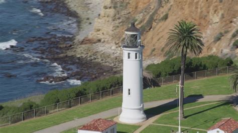 4K stock footage aerial video of orbiting the Point Vicente Lighthouse, Rancho Palos Verdes ...