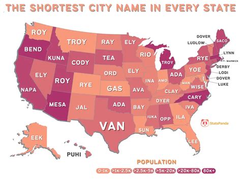 The lengths and uniqueness of the U.S. populated places' names mapped - Vivid Maps