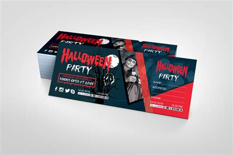 Halloween Party Event Ticket Design Template - Graphic Templates