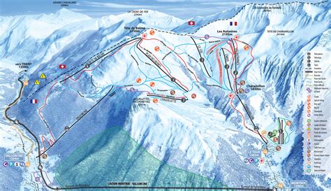 Chamonix Valley Ski Resorts Map, Grands Montets, la Flegere, Brevent