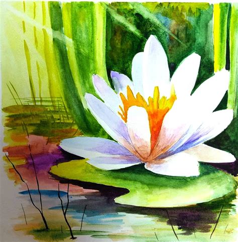 Lotus Painting Arte Originale Fiore Acquerello Pittura Ninfea | Etsy