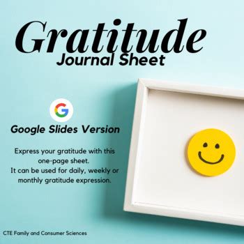 Gratitude Journal Sheet (daily, weekly or monthly journal use) - Google Slides