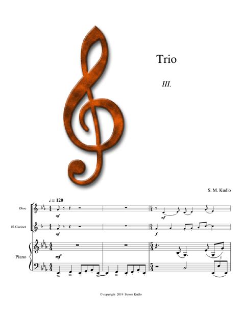 Trio III. Sheet music for Piano, Oboe, Clarinet in b-flat (Mixed Trio ...